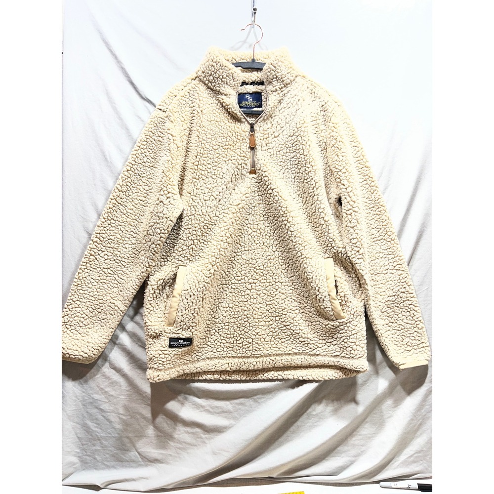 Simply Southern Womens Cream Sherpa Fleece Quarter Zip Pullover Sweater Medium‎